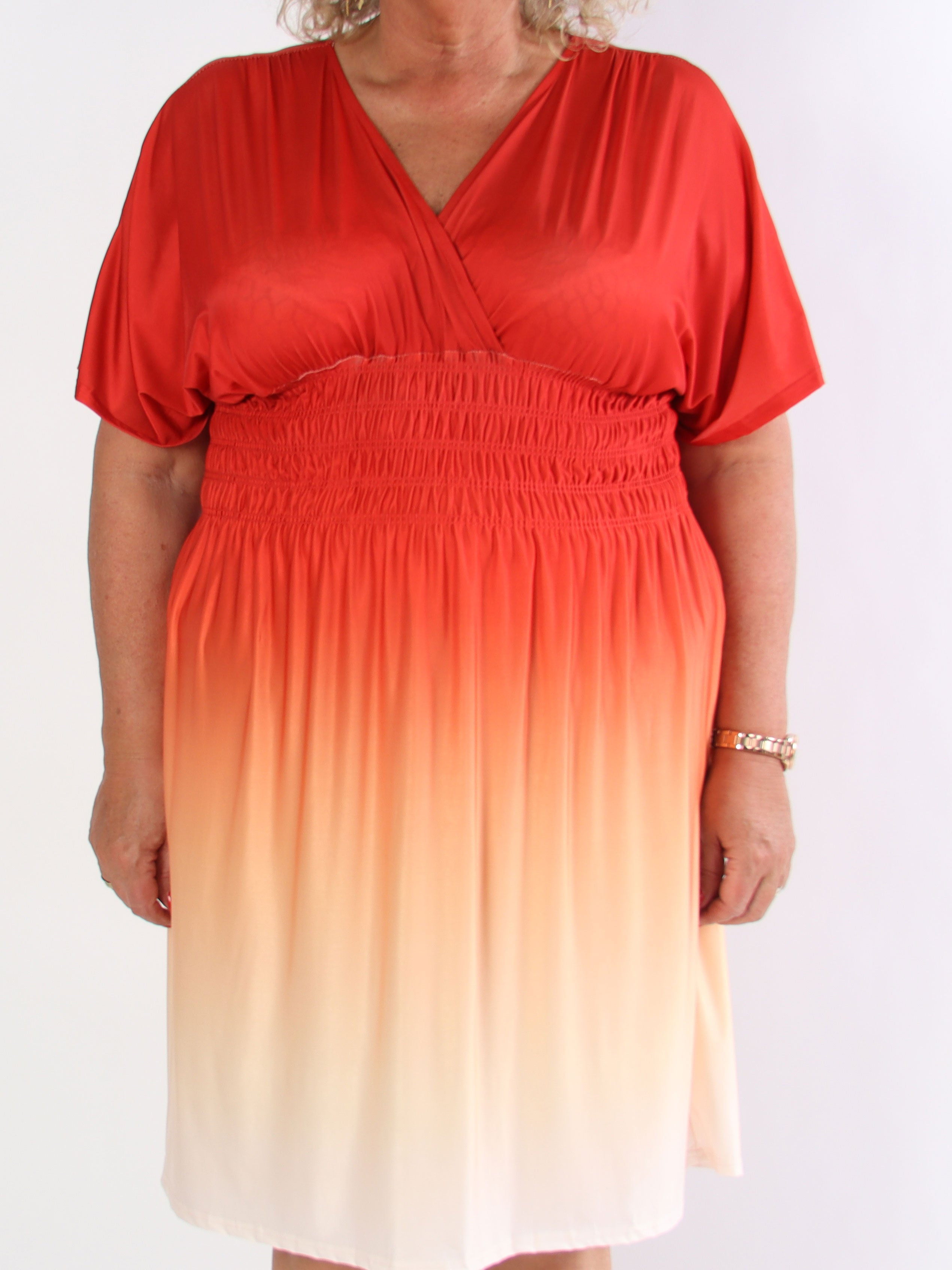 Pams Fade Short - Mångfärgad stretchig klänning i stor storlek